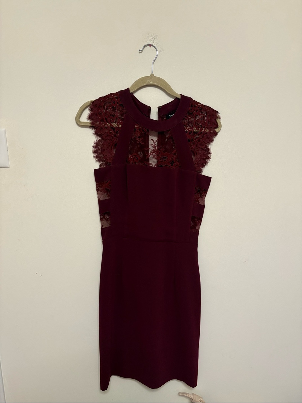 NWOT The Kooples Burgundy Cutout Lace Cocktail Dress Size XS Designer Mini Party